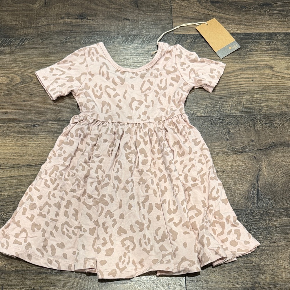 Kyte BABY Twirl Dress - Blush Leopard Big
